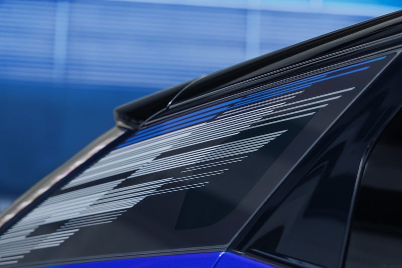 Close-up of the Modern Pattern on the 2026 OPTIQ-V Rear Quarter Glass | Coughlin Cadillac Marysville in Marysville OH
